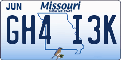 MO license plate GH4I3K