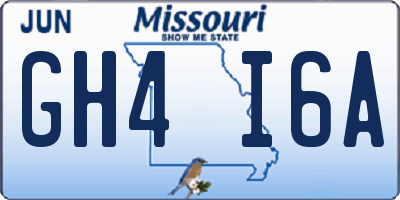 MO license plate GH4I6A
