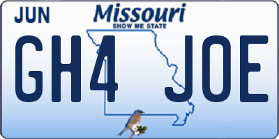 MO license plate GH4J0E