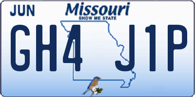 MO license plate GH4J1P