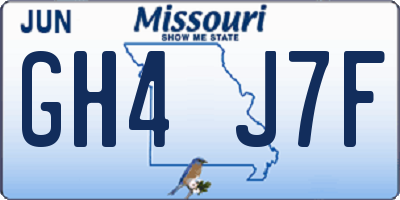 MO license plate GH4J7F