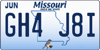 MO license plate GH4J8I