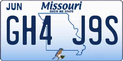 MO license plate GH4J9S