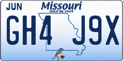 MO license plate GH4J9X