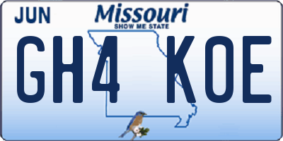 MO license plate GH4K0E