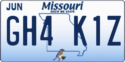 MO license plate GH4K1Z