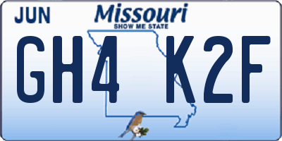 MO license plate GH4K2F
