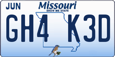 MO license plate GH4K3D