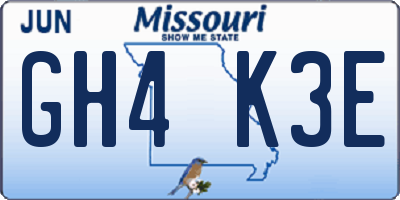 MO license plate GH4K3E