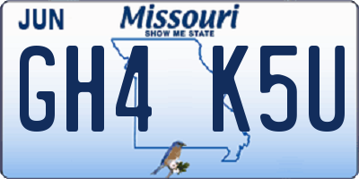 MO license plate GH4K5U
