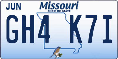 MO license plate GH4K7I
