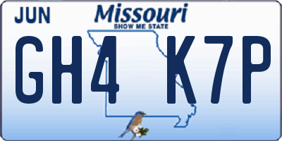 MO license plate GH4K7P