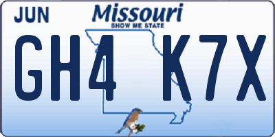 MO license plate GH4K7X