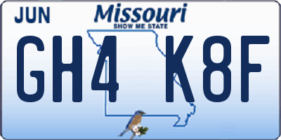 MO license plate GH4K8F