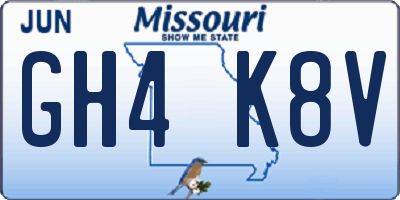 MO license plate GH4K8V