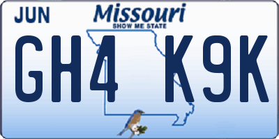 MO license plate GH4K9K