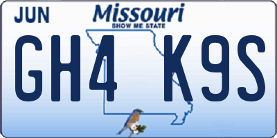 MO license plate GH4K9S