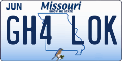MO license plate GH4L0K