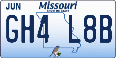 MO license plate GH4L8B