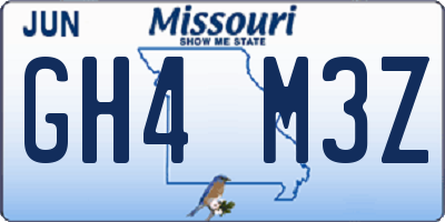MO license plate GH4M3Z