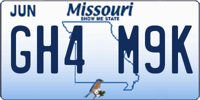 MO license plate GH4M9K