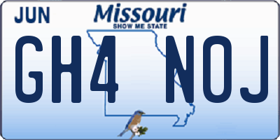 MO license plate GH4N0J
