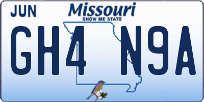 MO license plate GH4N9A