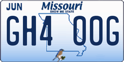 MO license plate GH4O0G