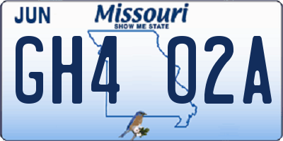 MO license plate GH4O2A