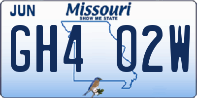 MO license plate GH4O2W
