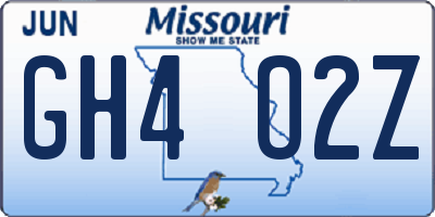 MO license plate GH4O2Z