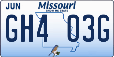MO license plate GH4O3G