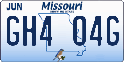 MO license plate GH4O4G