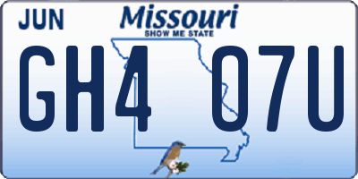 MO license plate GH4O7U