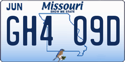 MO license plate GH4O9D