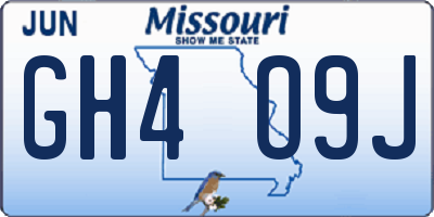 MO license plate GH4O9J