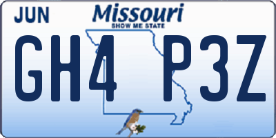 MO license plate GH4P3Z