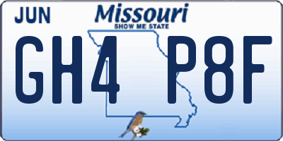 MO license plate GH4P8F