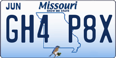 MO license plate GH4P8X