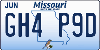 MO license plate GH4P9D