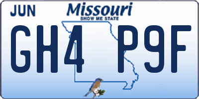 MO license plate GH4P9F