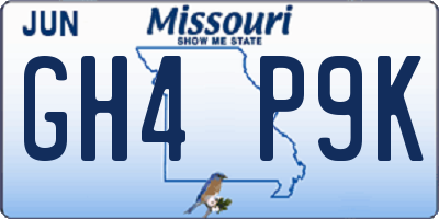 MO license plate GH4P9K