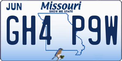 MO license plate GH4P9W