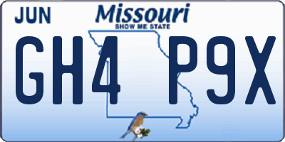 MO license plate GH4P9X