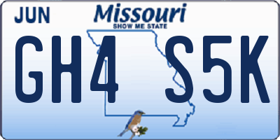 MO license plate GH4S5K