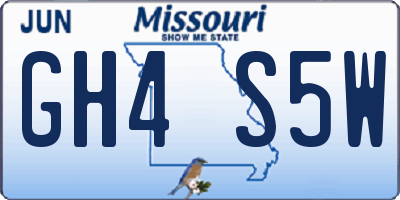 MO license plate GH4S5W