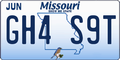 MO license plate GH4S9T