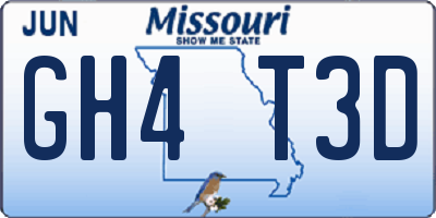 MO license plate GH4T3D