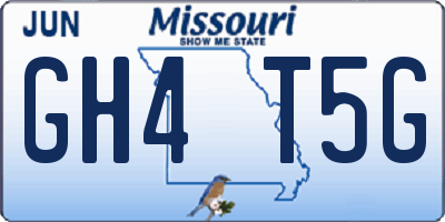 MO license plate GH4T5G