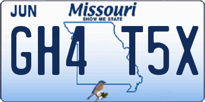 MO license plate GH4T5X